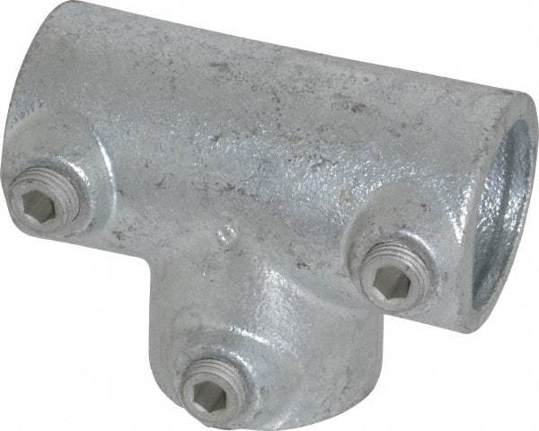 Kee - 1" Pipe, 90° Three Socket Tee, Malleable Iron Tee Pipe Rail Fitting - Galvanized Finish - Apex Tool & Supply