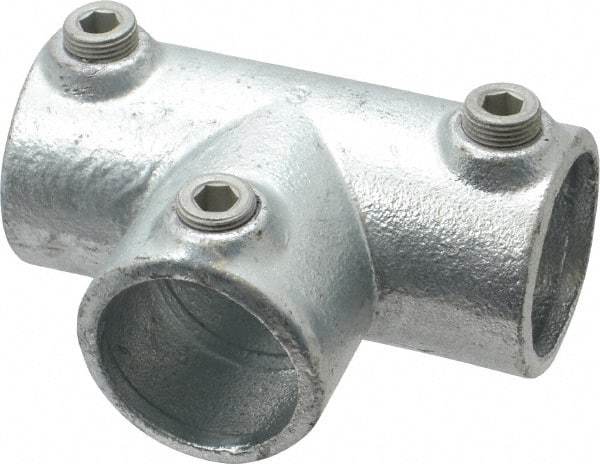 Kee - 1-1/4" Pipe, 90° Three Socket Tee, Malleable Iron Tee Pipe Rail Fitting - Galvanized Finish - Apex Tool & Supply