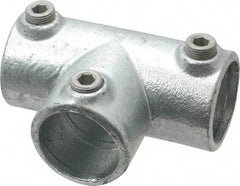 Kee - 1-1/4" Pipe, 90° Three Socket Tee, Malleable Iron Tee Pipe Rail Fitting - Galvanized Finish - Apex Tool & Supply