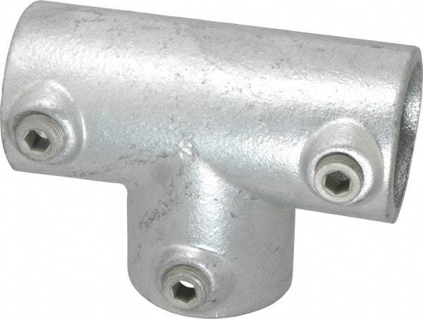 Kee - 1-1/2" Pipe, 90° Three Socket Tee, Malleable Iron Tee Pipe Rail Fitting - Galvanized Finish - Apex Tool & Supply