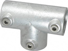 Kee - 1-1/2" Pipe, 90° Three Socket Tee, Malleable Iron Tee Pipe Rail Fitting - Galvanized Finish - Apex Tool & Supply