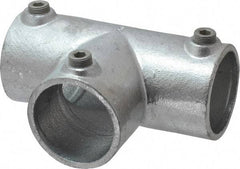 Kee - 2" Pipe, 90° Three Socket Tee, Malleable Iron Tee Pipe Rail Fitting - Galvanized Finish - Apex Tool & Supply