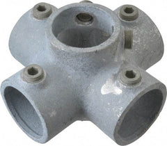 Kee - 1-1/2" Pipe, Four Socket Cross, Malleable Iron Cross Pipe Rail Fitting - Galvanized Finish - Apex Tool & Supply