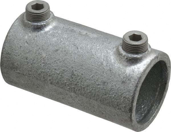 Kee - 1-1/4" Pipe, Malleable Iron Straight Coupling Pipe Rail Fitting - Galvanized Finish - Apex Tool & Supply