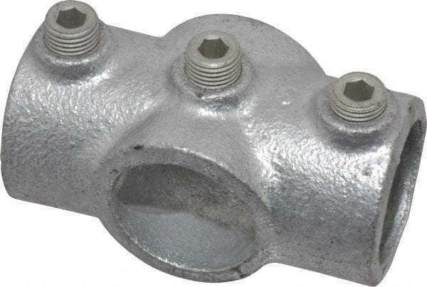 Kee - 1" Pipe, Two Socket Cross, Malleable Iron Cross Pipe Rail Fitting - Galvanized Finish - Apex Tool & Supply