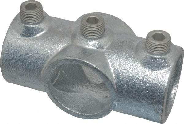 Kee - 1-1/4" Pipe, Two Socket Cross, Malleable Iron Cross Pipe Rail Fitting - Galvanized Finish - Apex Tool & Supply