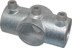 Kee - 1-1/4" Pipe, Two Socket Cross, Malleable Iron Cross Pipe Rail Fitting - Galvanized Finish - Apex Tool & Supply