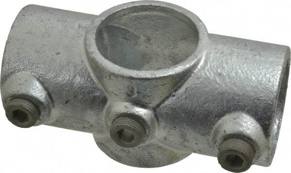 Kee - 1-1/2" Pipe, Two Socket Cross, Malleable Iron Cross Pipe Rail Fitting - Galvanized Finish - Apex Tool & Supply