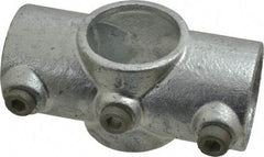 Kee - 1-1/2" Pipe, Two Socket Cross, Malleable Iron Cross Pipe Rail Fitting - Galvanized Finish - Apex Tool & Supply