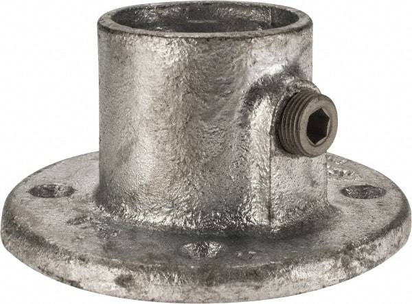 Kee - 1-1/2" Pipe, Medium Flange, Malleable Iron Flange Pipe Rail Fitting - Galvanized Finish - Apex Tool & Supply