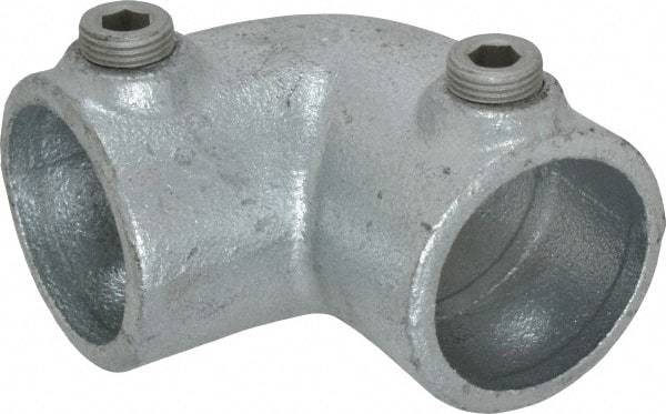 Kee - 1-1/4" Pipe, 90° Elbow, Malleable Iron Elbow Pipe Rail Fitting - Galvanized Finish - Apex Tool & Supply