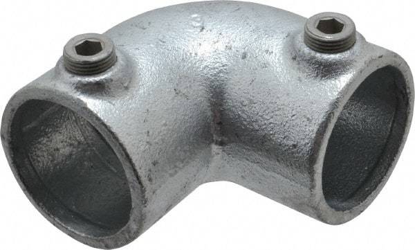 Kee - 1-1/2" Pipe, 90° Elbow, Malleable Iron Elbow Pipe Rail Fitting - Galvanized Finish - Apex Tool & Supply