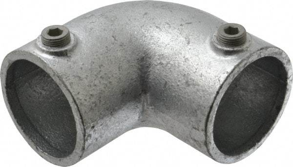 Kee - 2" Pipe, 90° Elbow, Malleable Iron Elbow Pipe Rail Fitting - Galvanized Finish - Apex Tool & Supply