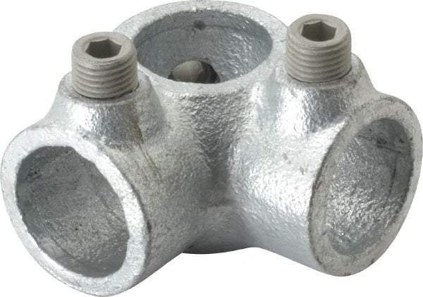 Kee - 3/4" Pipe, Side Outlet Tee, Malleable Iron Tee Pipe Rail Fitting - Galvanized Finish - Apex Tool & Supply