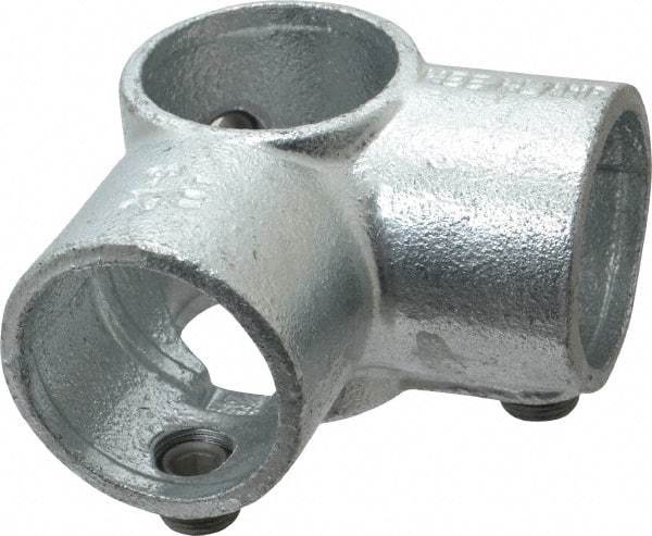Kee - 1-1/2" Pipe, Side Outlet Tee, Malleable Iron Tee Pipe Rail Fitting - Galvanized Finish - Apex Tool & Supply