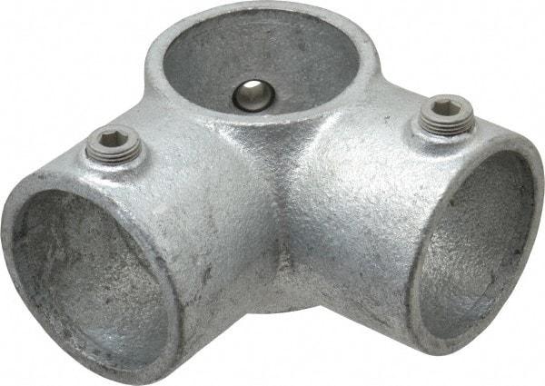 Kee - 2" Pipe, 90° Two Socket Tee, Malleable Iron Tee Pipe Rail Fitting - Galvanized Finish - Apex Tool & Supply