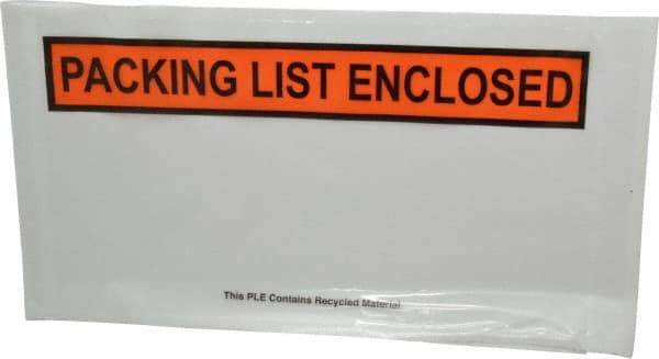 Nifty Products - 1,000 Piece, 10" Long x 5-1/2" Wide, Envelope - Packing List Enclosed, Clear - Apex Tool & Supply