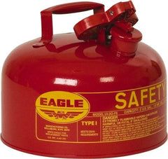 Eagle - 2 Gal Galvanized Steel Type I Safety Can - 9-1/2" High x 11-1/4" Diam, Red with Yellow - Apex Tool & Supply