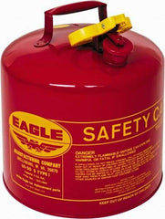 Eagle - 5 Gal Galvanized Steel Type I Safety Can - 13-1/2" High x 12-1/2" Diam, Red with Yellow - Apex Tool & Supply