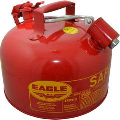 Eagle - 2 Gal Galvanized Steel Type II Safety Can - 9-1/2" High x 11-1/4" Diam, Red with Yellow - Apex Tool & Supply