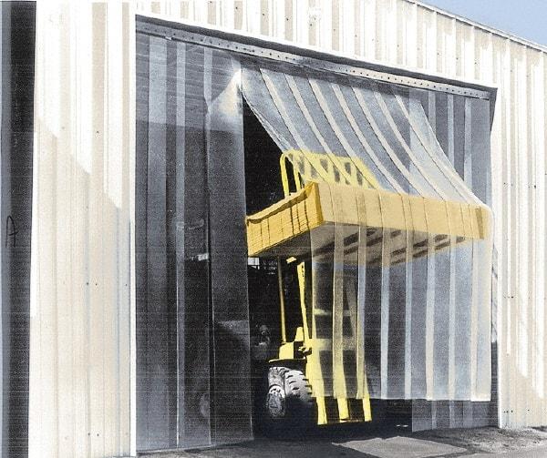 Aleco - 3' Door Width x 7' Door Height Vinyl Smooth Antistatic Strip Door Kit - 8" Strip Width x 0.08" Strip Thickness, Clear, 50% Overlap - Apex Tool & Supply