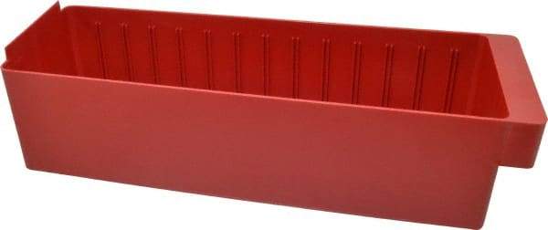 Quantum Storage - 17-5/8" Deep, Red High-Impact Polystyrene Drawer Bin - 4-5/8" High x 5-9/16" Wide x 17-5/8" Long - Apex Tool & Supply