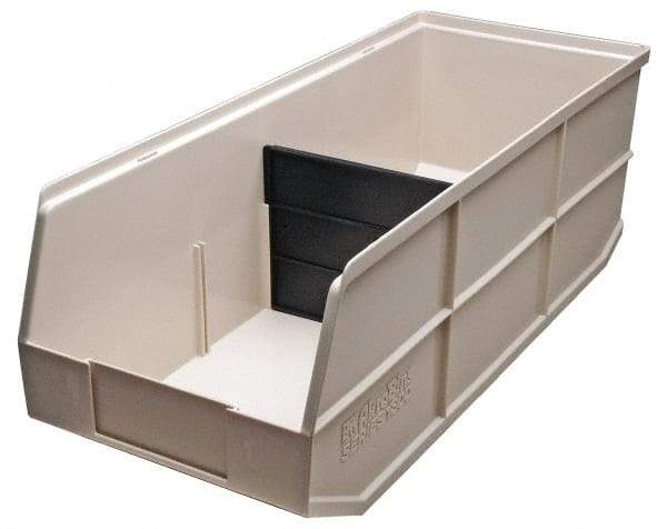 Akro-Mils - 60 Lb. Load Capacity, 20-1/2" Deep, Ivory Polymer Hopper Stacking Bin - 7" High x 8-1/4" Wide x 20-1/2" Long - Apex Tool & Supply