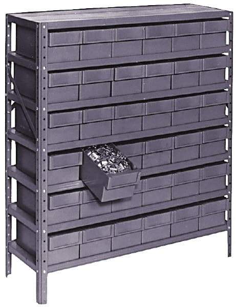 Value Collection - 72 Bin Bin Shelving Unit with Drawers - 36 Inch Overall Width x 12 Inch Overall Depth x 75 Inch Overall Height, Gray Plastic Bins - Apex Tool & Supply