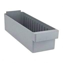 Quantum Storage - 17-5/8" Deep, Gray High-Impact Polystyrene Drawer Bin - 4-5/8" High x 5-9/16" Wide x 17-5/8" Long - Apex Tool & Supply