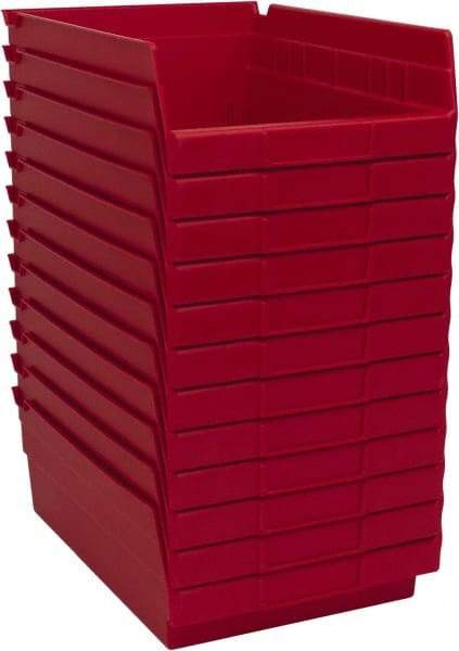 Akro-Mils - 11-5/8" Deep, Red Hopper Shelf Bin - 4" High x 8-3/8" Wide x 11-5/8" Long - Apex Tool & Supply