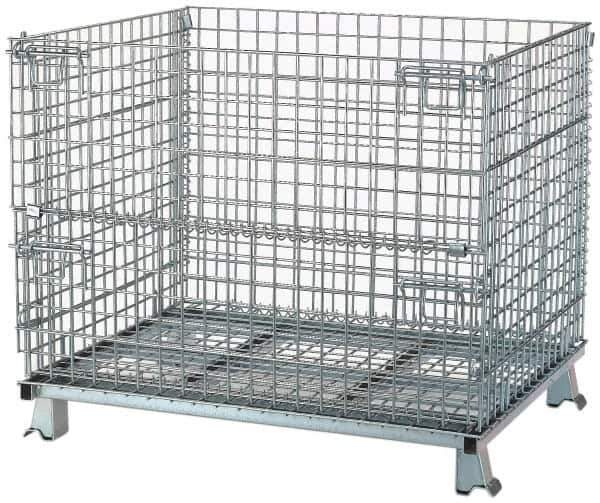 Nashville Wire - 40" Long x 32" Wide x 34-1/2" High Steel Basket-Style Bulk Folding Wire Stackable Container - 4,000 Lb. Load Capacity - Apex Tool & Supply