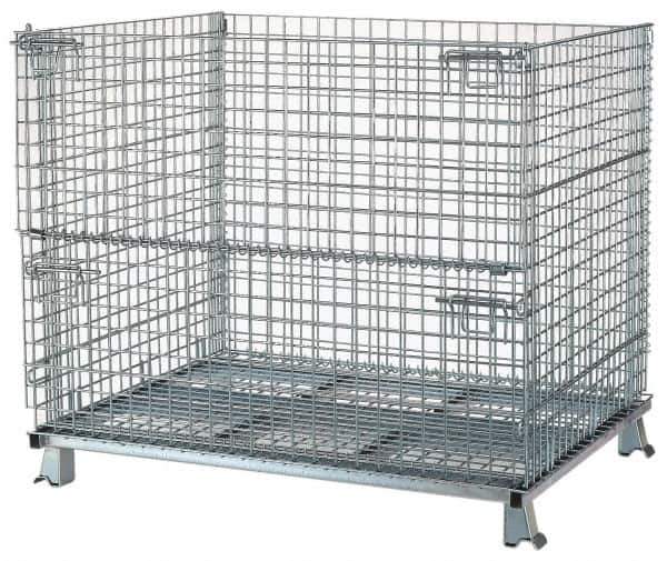 Nashville Wire - 48" Long x 40" Wide x 36" High Steel Basket-Style Bulk Folding Wire Stackable Container - 4,000 Lb. Load Capacity - Apex Tool & Supply