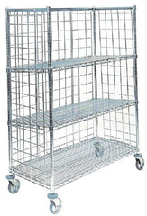Metro - 1,000 Lb Capacity, 3 Shelf, 3-Sided Steel Truck - 36" Long x 24" Wide x 59" High, 5" Diam Polyurethane Wheels - Apex Tool & Supply