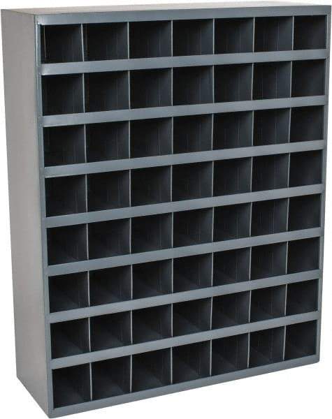 Durham - 56 Bin Bin Shelving Unit with Openings - 33-3/4 Inch Overall Width x 12 Inch Overall Depth x 42 Inch Overall Height, Gray Steel Bins - Apex Tool & Supply