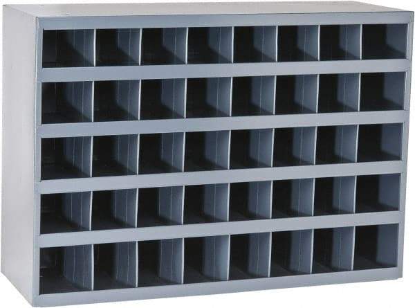Durham - 40 Bin Bin Shelving Unit with Openings - 33-3/4 Inch Overall Width x 12 Inch Overall Depth x 24 Inch Overall Height, Gray Steel Bins - Apex Tool & Supply