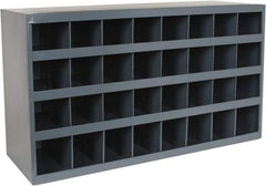 Durham - 32 Bin Bin Shelving Unit with Openings - 33-3/4 Inch Overall Width x 12 Inch Overall Depth x 19-1/4 Inch Overall Height, Gray Steel Bins - Apex Tool & Supply