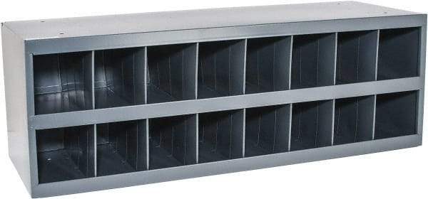 Durham - 16 Bin Bin Shelving Unit with Openings - 33-3/4 Inch Overall Width x 12 Inch Overall Depth x 11-1/2 Inch Overall Height, Gray Steel Bins - Apex Tool & Supply