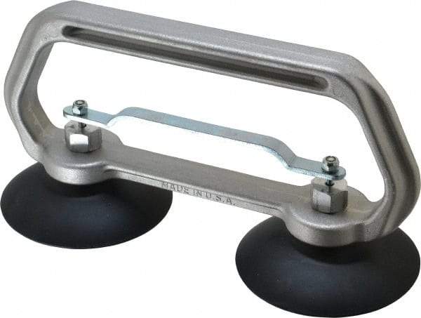 Made in USA - 50 Lb. Capacity Heavy Duty Double Cup Sheet Metal Lifter with Release Trigger - 10 Inch Handle Length and 4 Inch Cup Diameter - Apex Tool & Supply