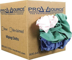 PRO-SOURCE - Reclaimed Poly/Cotton T-Shirt Rags - Assorted Colors, Poly/Cotton, Low Lint, 5 Lbs. at 4 to 6 per Pound, Box - Apex Tool & Supply