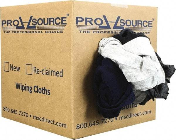 PRO-SOURCE - Reclaimed Poly/Cotton T-Shirt Rags - Assorted Colors, Polo, Low Lint, 5 Lbs. at 3 to 4 per Pound, Box - Apex Tool & Supply