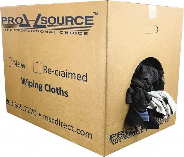 PRO-SOURCE - Reclaimed Cotton T-Shirt Rags - Assorted Colors, Polo, Low Lint, 50 Lbs. at 3 to 4 per Pound, Box - Apex Tool & Supply