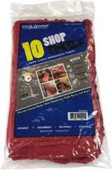 PRO-SOURCE - 14 Inch Long x 15 Inch Wide Virgin Cotton Shop Towel - Red, Ling Free, 10 Sheets per Pack, Bag - Apex Tool & Supply
