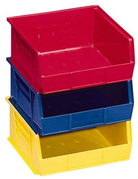 Akro-Mils - 75 Lb. Load Capacity, 18" Deep, Yellow Polymer Hopper Stacking Bin - 11" High x 16-1/2" Wide x 18" Long - Apex Tool & Supply