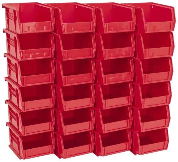 Akro-Mils - 10 Lb. Load Capacity, 5-3/8" Deep, Red Polymer Hopper Stacking Bin - 3" High x 4-1/8" Wide x 5-3/8" Long - Apex Tool & Supply