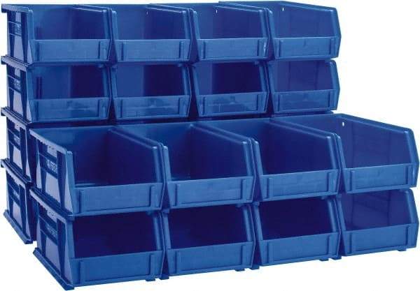 Akro-Mils - 10 Lb. Load Capacity, 7-3/8" Deep, Blue Polymer Hopper Stacking Bin - 3" High x 4-1/8" Wide x 7-3/8" Long - Apex Tool & Supply