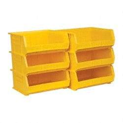 Akro-Mils - 75 Lb. Load Capacity, 14-3/4" Deep, Yellow Polymer Hopper Stacking Bin - 7" High x 16-1/2" Wide x 14-3/4" Long - Apex Tool & Supply