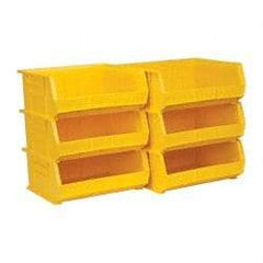 Akro-Mils - 75 Lb. Load Capacity, 14-3/4" Deep, Yellow Polymer Hopper Stacking Bin - 7" High x 16-1/2" Wide x 14-3/4" Long - Apex Tool & Supply
