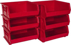 Akro-Mils - 75 Lb. Load Capacity, 14-3/4" Deep, Red Polymer Hopper Stacking Bin - 7" High x 16-1/2" Wide x 14-3/4" Long - Apex Tool & Supply
