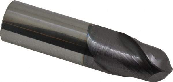 Accupro - 3/4" Diam, 1" LOC, 2 Flute Solid Carbide Ball End Mill - AlTiN Finish, Single End, 3" OAL, 3/4" Shank Diam, Spiral Flute - Apex Tool & Supply