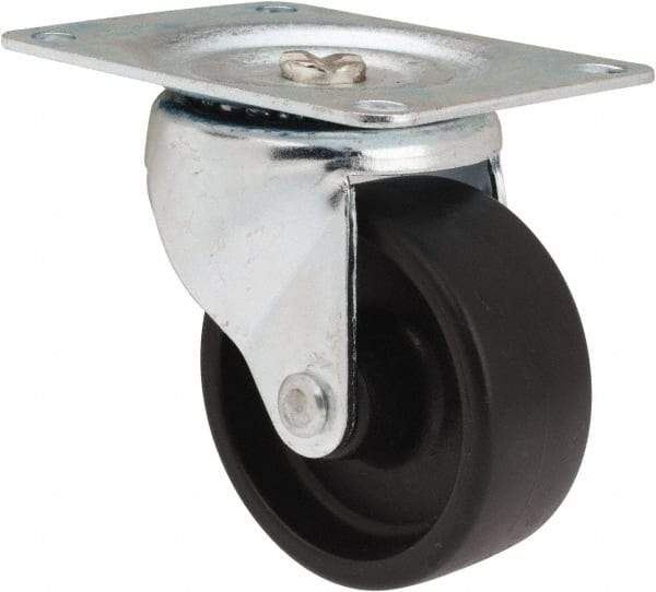 Albion - 3" Diam x 1-1/4" Wide x 3-13/16" OAH Top Plate Mount Swivel Caster - Polypropylene, 270 Lb Capacity, Plain Bearing, 3-1/8 x 4-1/8" Plate - Apex Tool & Supply